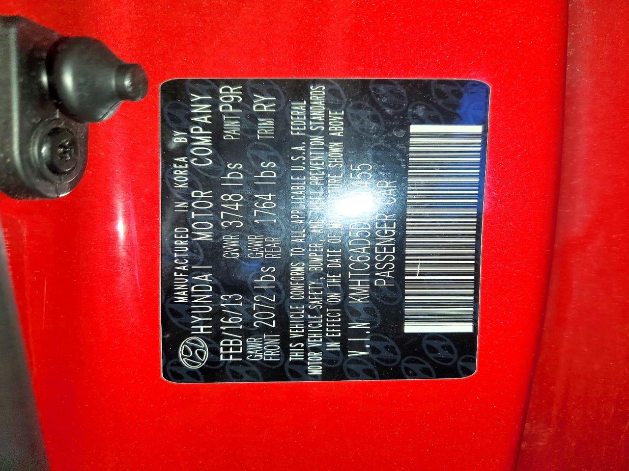 2013 Hyundai Veloster Re Mix Red vin: KMHTC6AD5DU141455