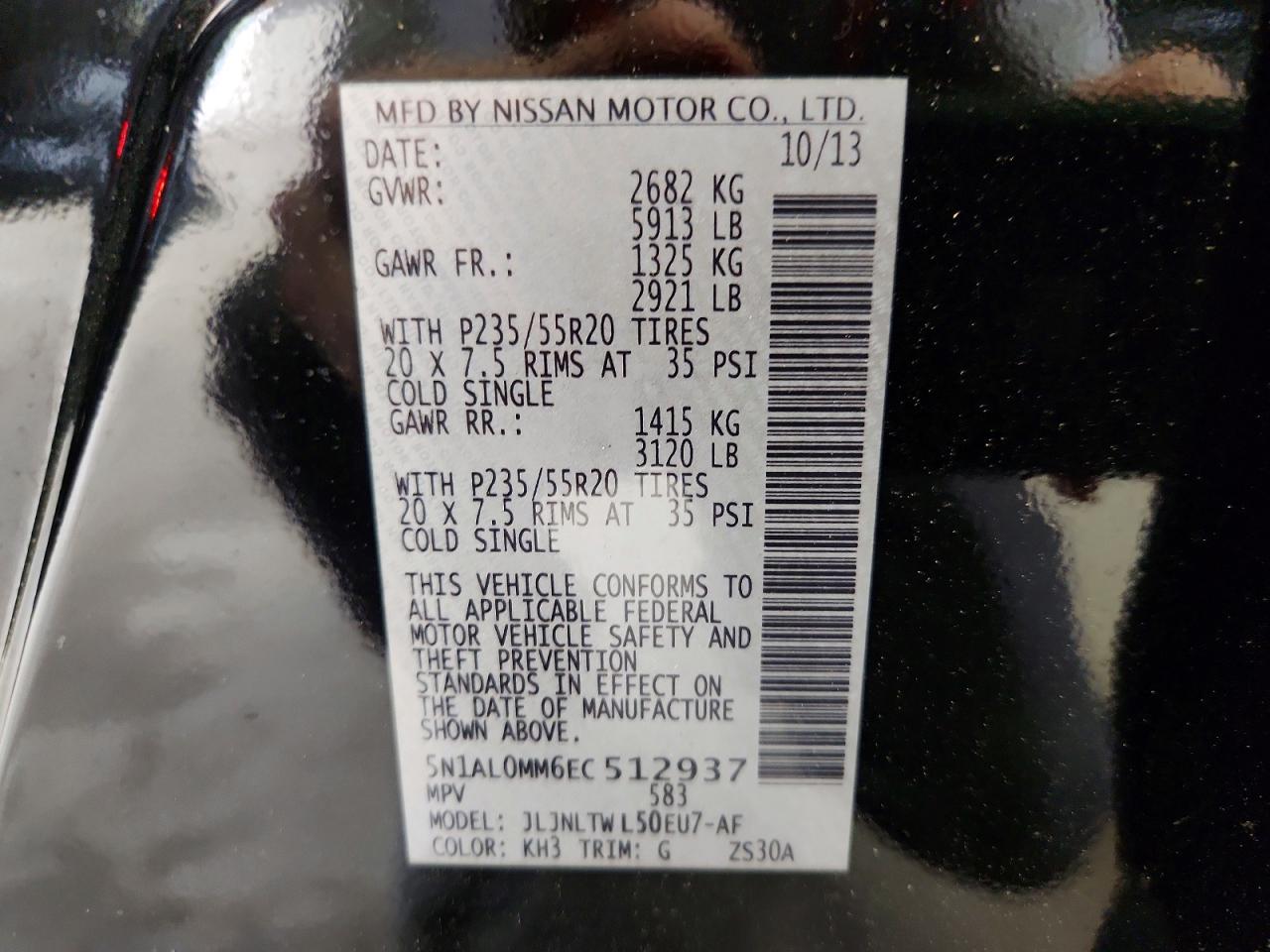 2014 Infiniti Qx60 Base Black vin: 5N1AL0MM6EC512937