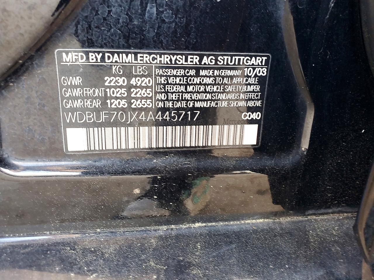 2004 Mercedes-benz E 300td Black vin: WDBUF70JX4A445717