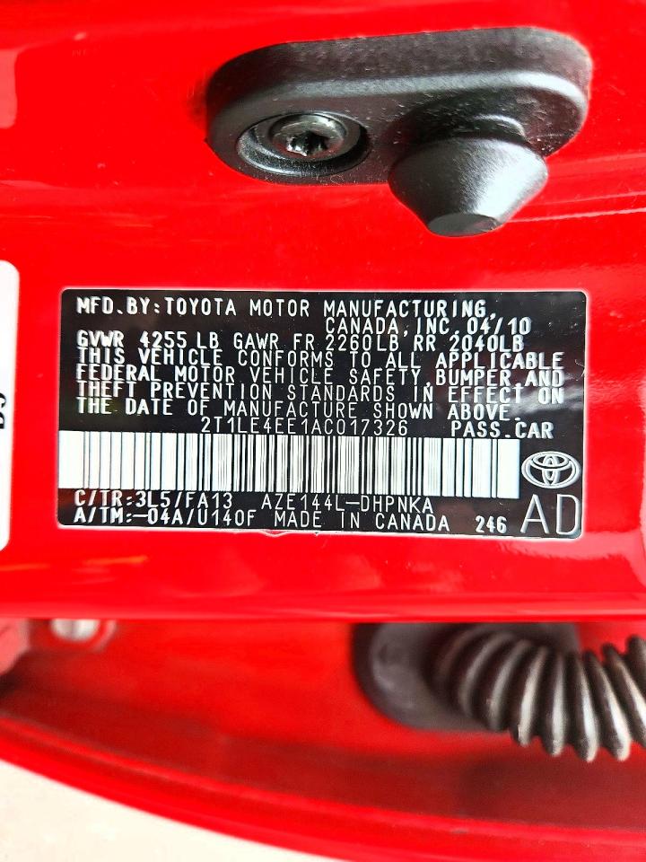 2010 Toyota Corolla Matrix S Red vin: 2T1LE4EE1AC017326