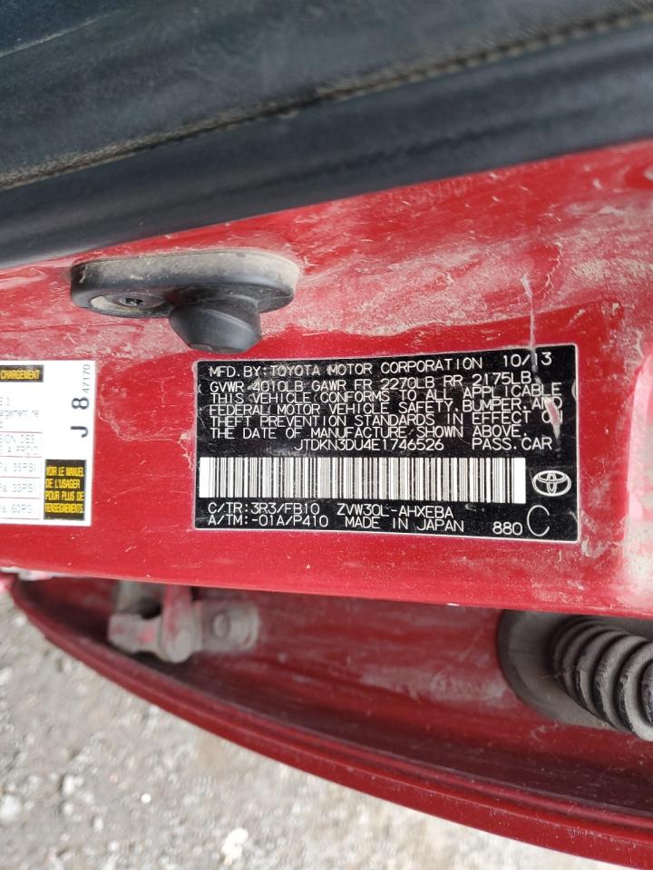 2014 Toyota Prius Red vin: JTDKN3DU4E1746526