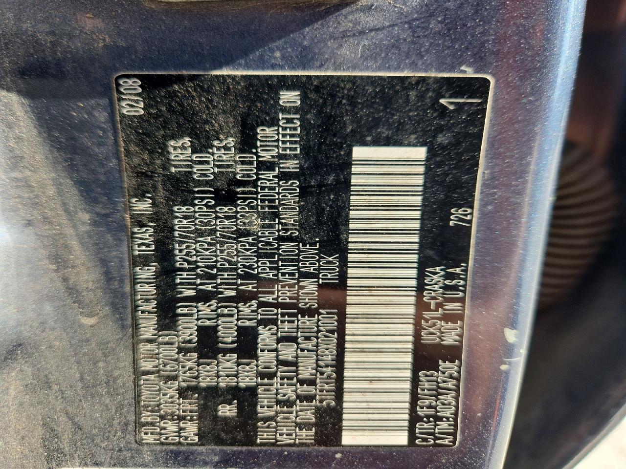 2008 Toyota Tundra Grade Синий vin: 5TFRT54148X021001
