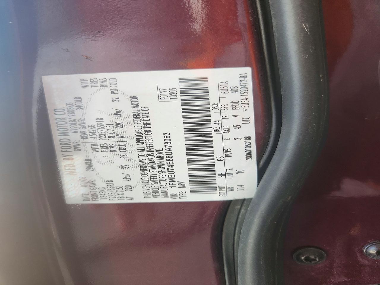 2006 Ford Explorer Eddie Bauer Burgundy vin: 1FMEU74E86UA78063
