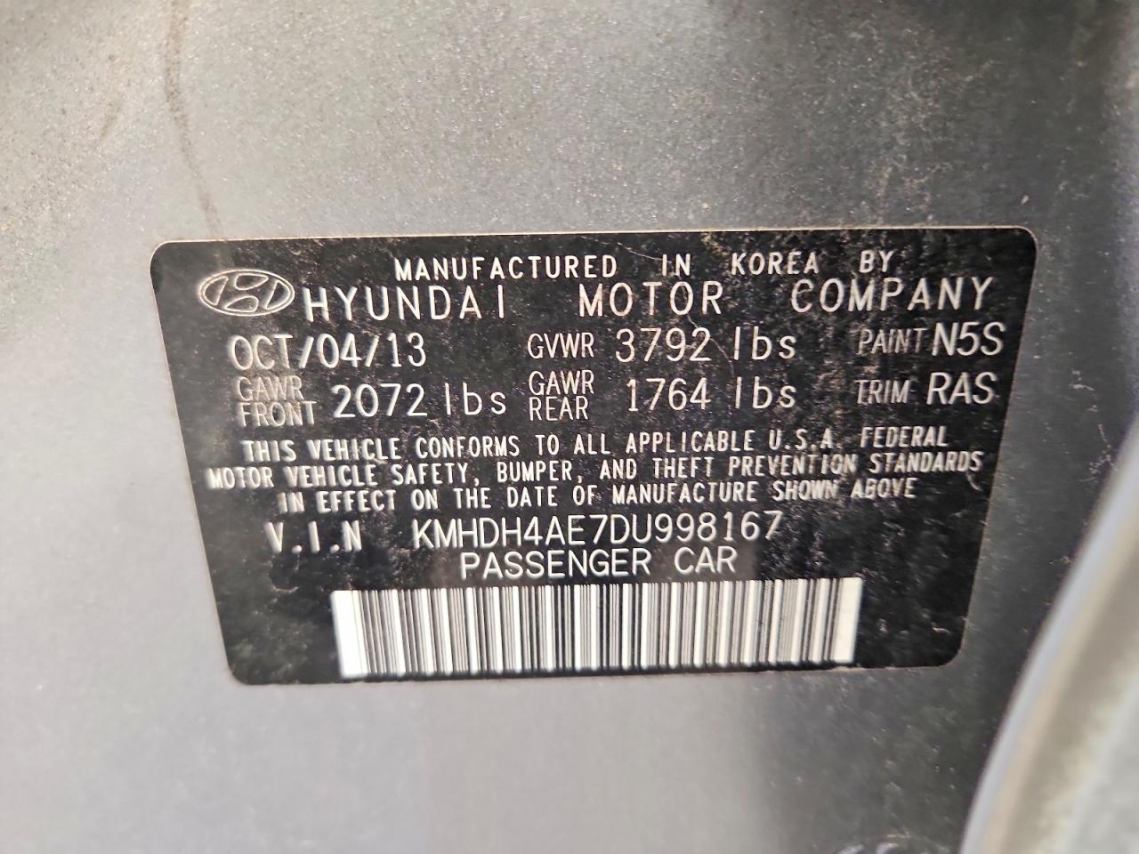 2013 Hyundai Elantra Gls Silver vin: KMHDH4AE7DU998167