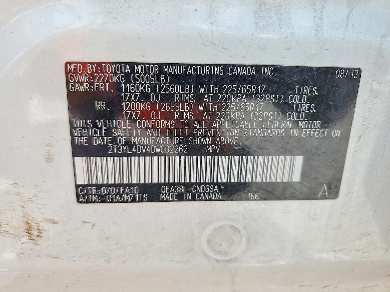 2013 Toyota Rav4 Ev Base Белый vin: 2T3YL4DV4DW002262