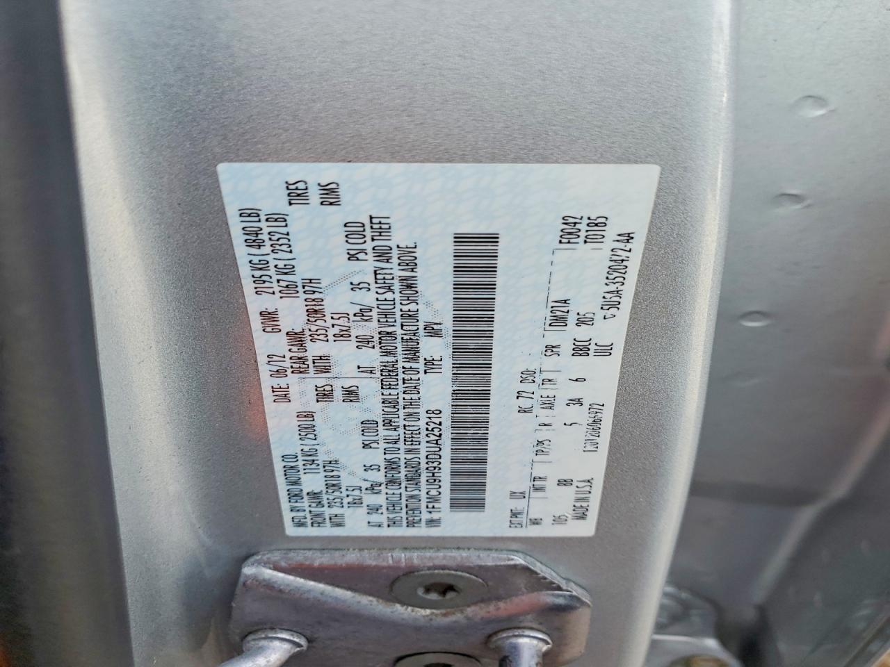 2013 Ford Escape Sel Silver vin: 1FMCU9H93DUA25218