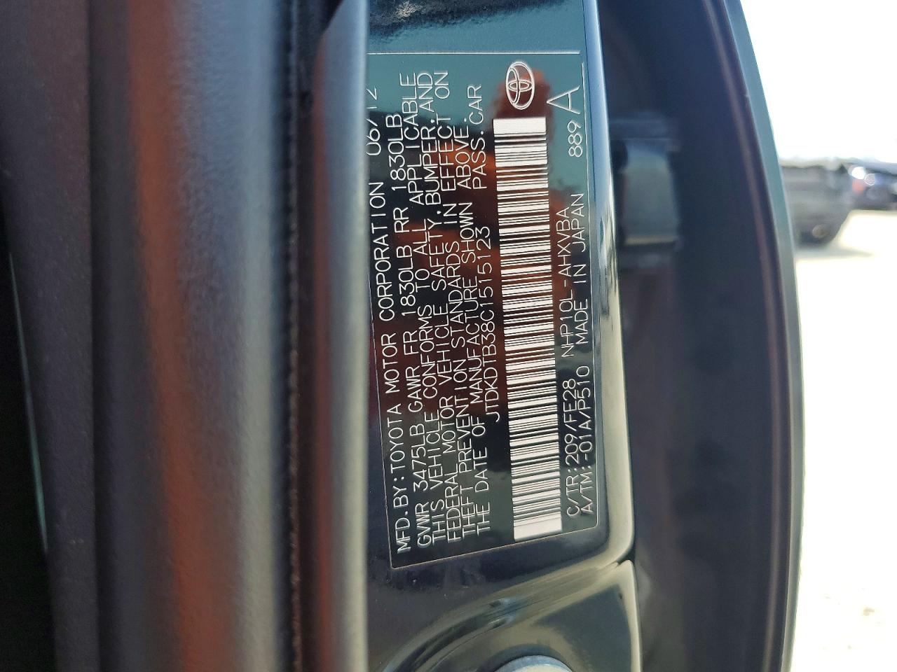 2012 Toyota Prius C One Gray vin: JTDKDTB38C1515123