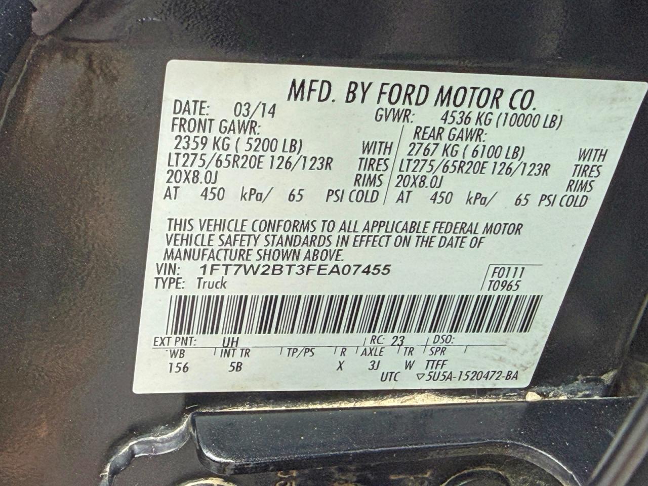2015 Ford F250 Super Duty Black vin: 1FT7W2BT3FEA07455