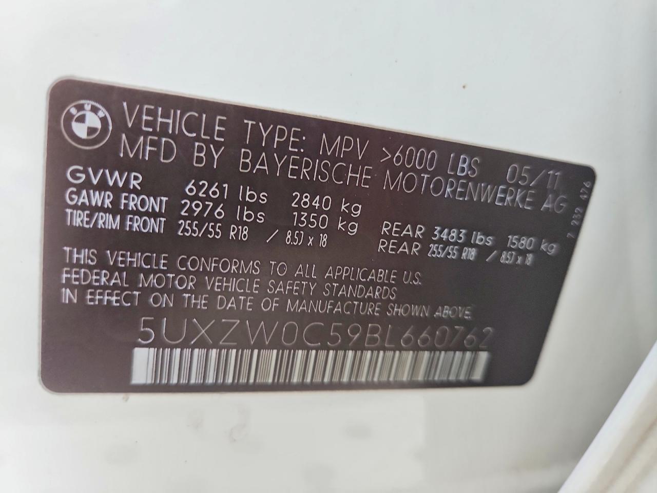 2011 Bmw X5 Xdrive35d White vin: 5UXZW0C59BL660762