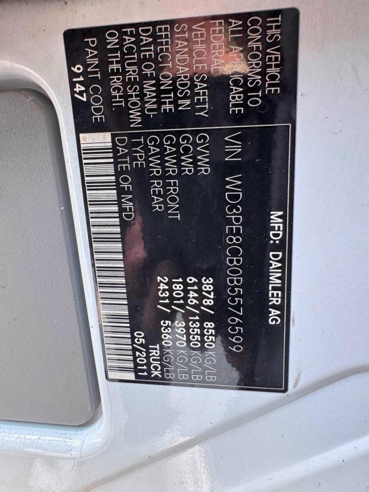 2011 Mercedes-benz Sprinter 2500 Белый vin: WD3PE8CB0B5576599