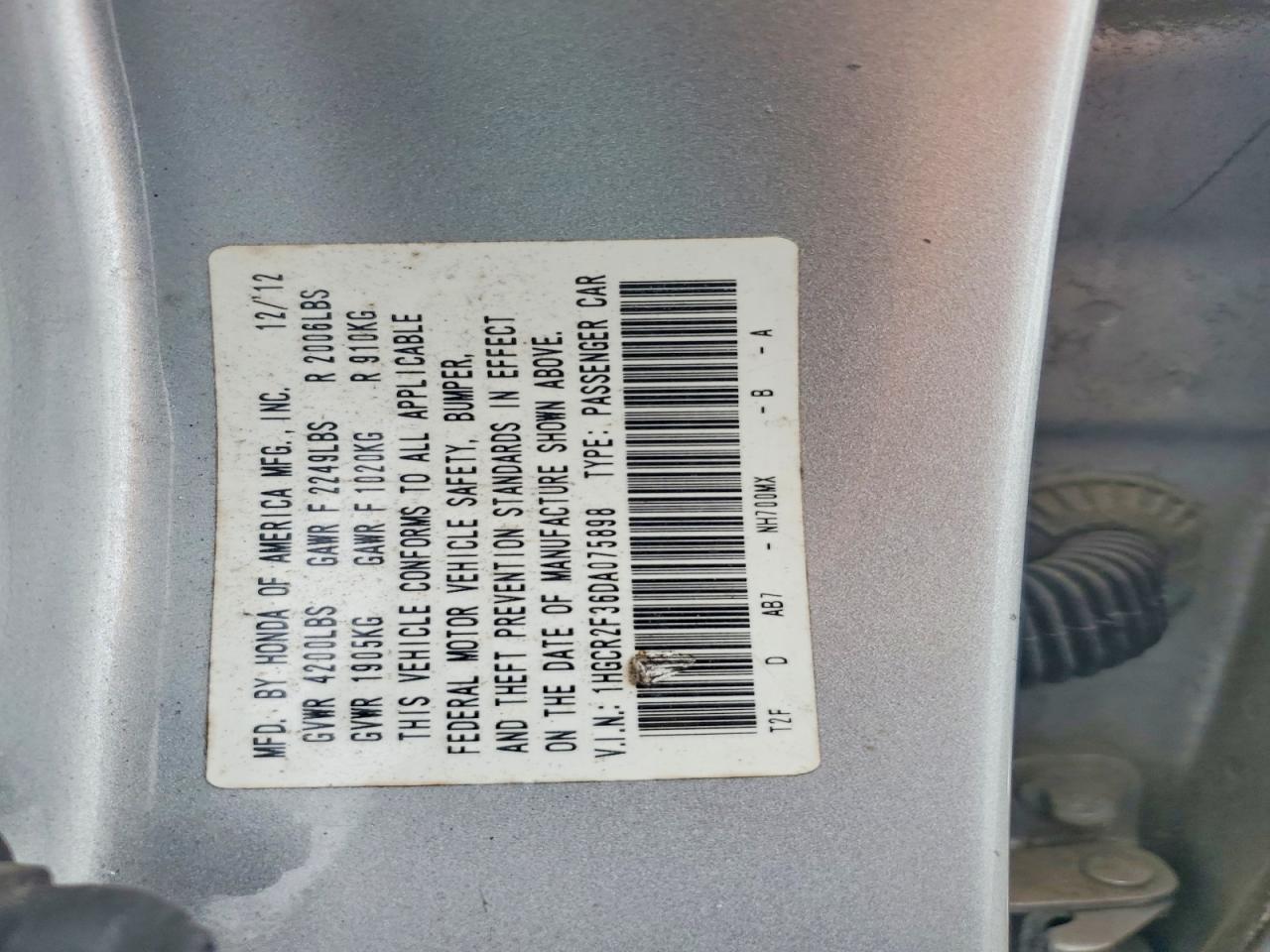 2013 Honda Accord Lx Silver vin: 1HGCR2F36DA075898