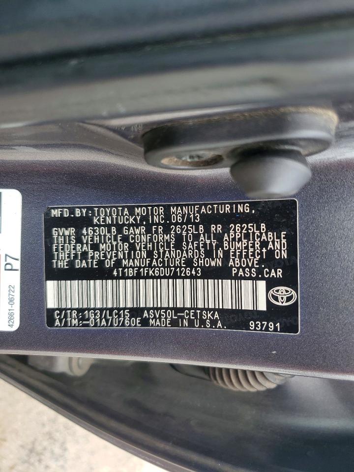 2013 Toyota Camry Se Gray vin: 4T1BF1FK6DU712643