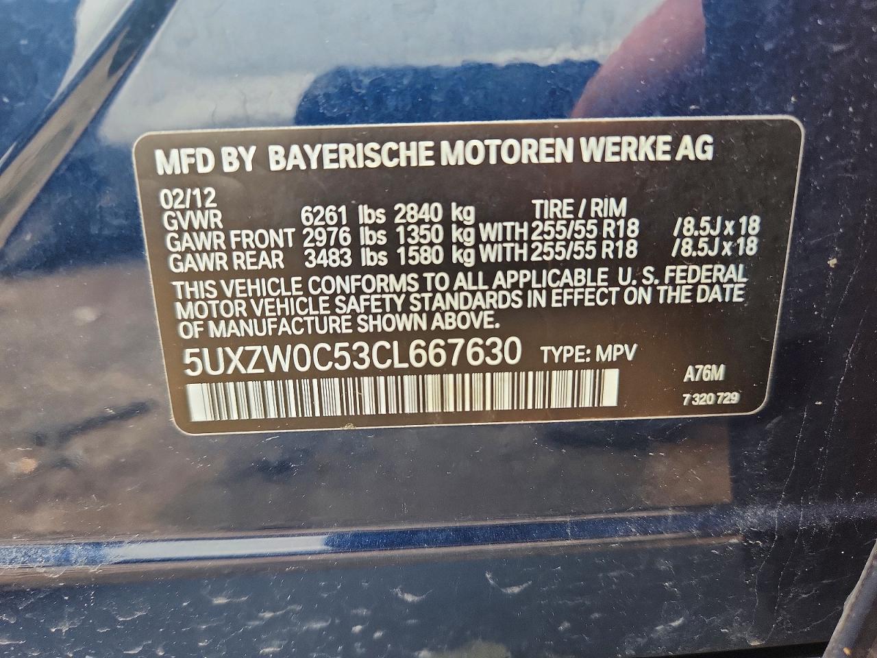 2012 Bmw X5 Xdrive35d Blue vin: 5UXZW0C53CL667630