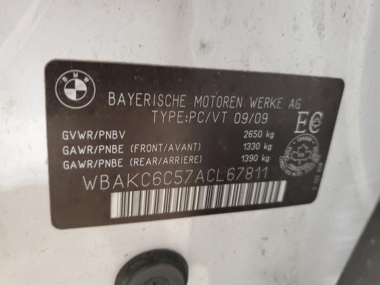 2010 Bmw 750 I Xdrive White vin: WBAKC6C57ACL67811