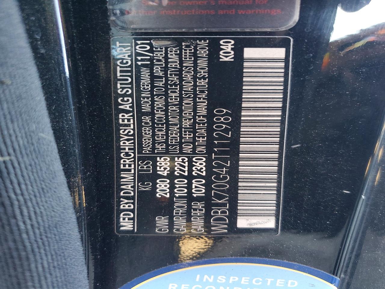 2002 Mercedes-benz Clk 430 Black vin: WDBLK70G42T112989