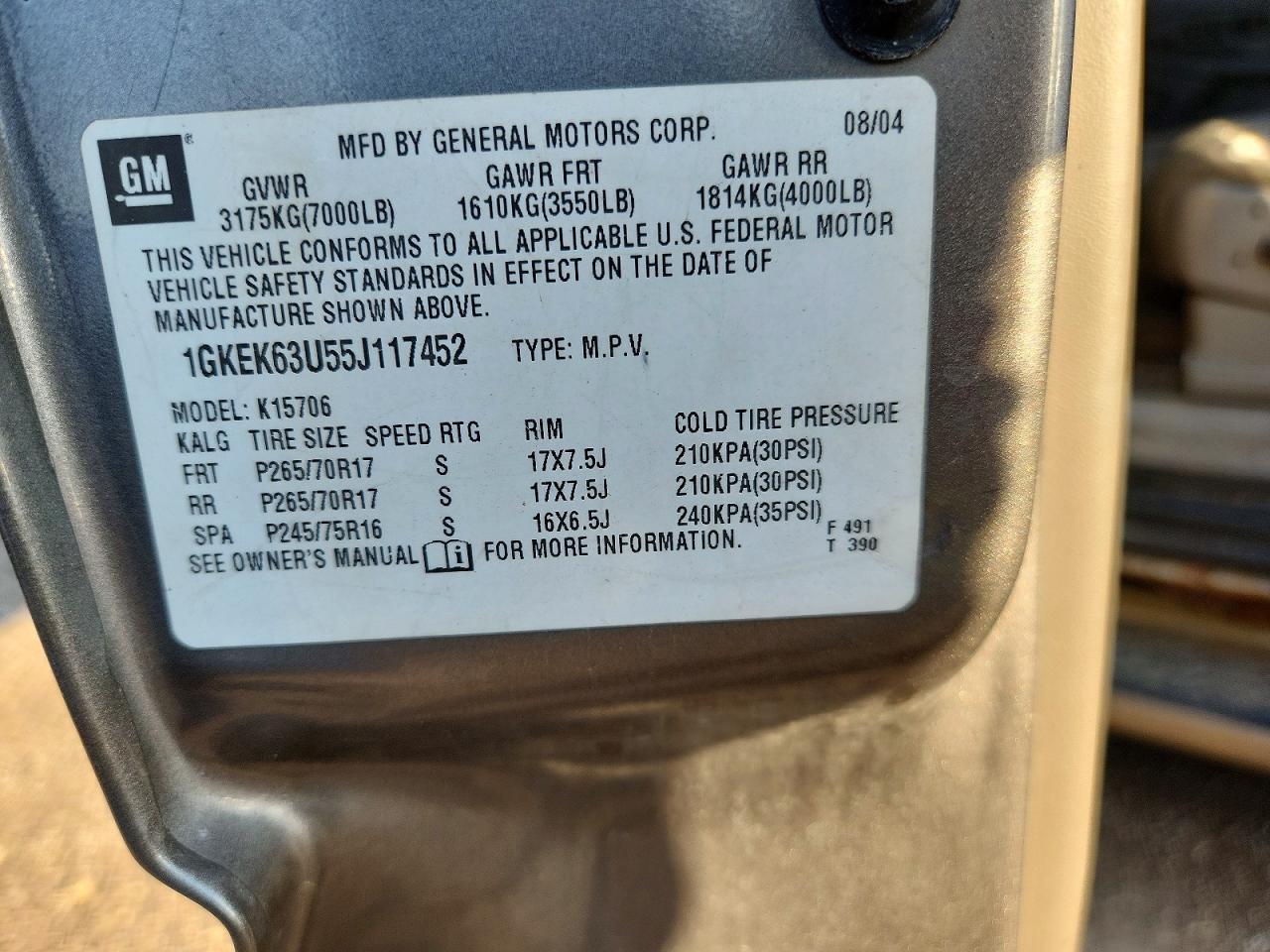 2005 Gmc Yukon Denali Gray vin: 1GKEK63U55J117452