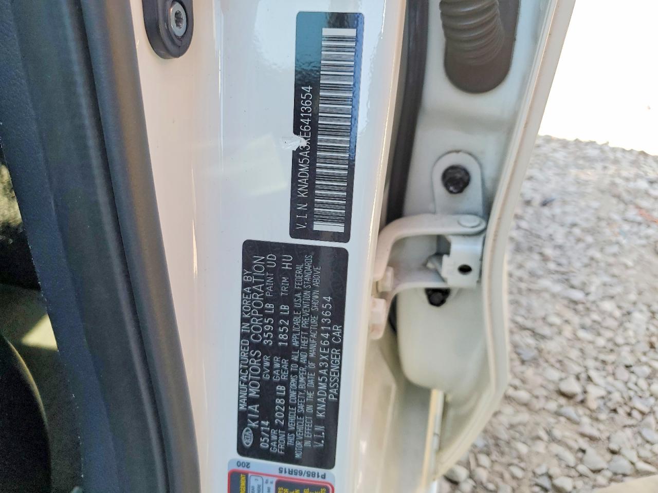 2014 Kia Rio Lx White vin: KNADM5A3XE6413654