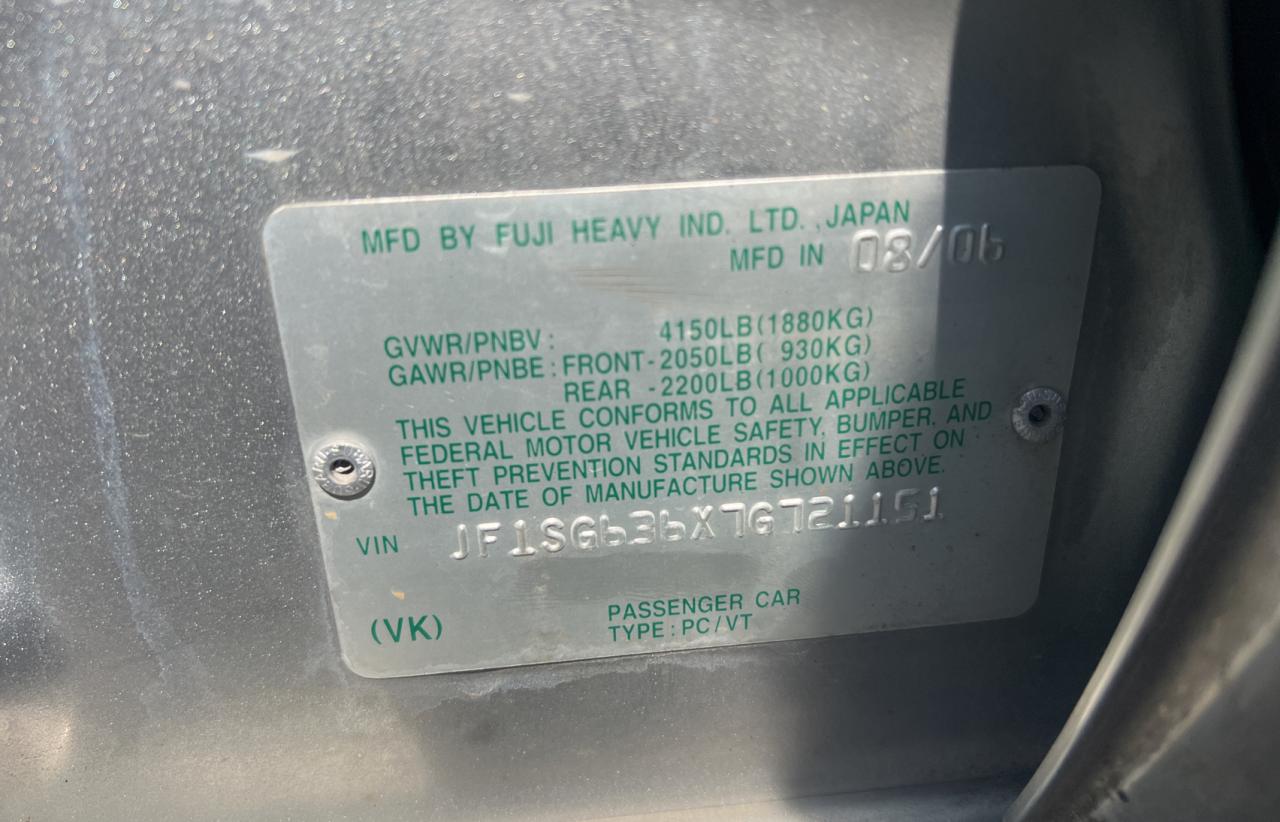 2007 Subaru Forester 2.5x Серебряный vin: JF1SG636X7G721151