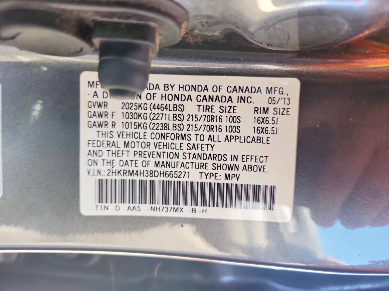 2013 Honda Cr-v Lx Gray vin: 2HKRM4H38DH665271