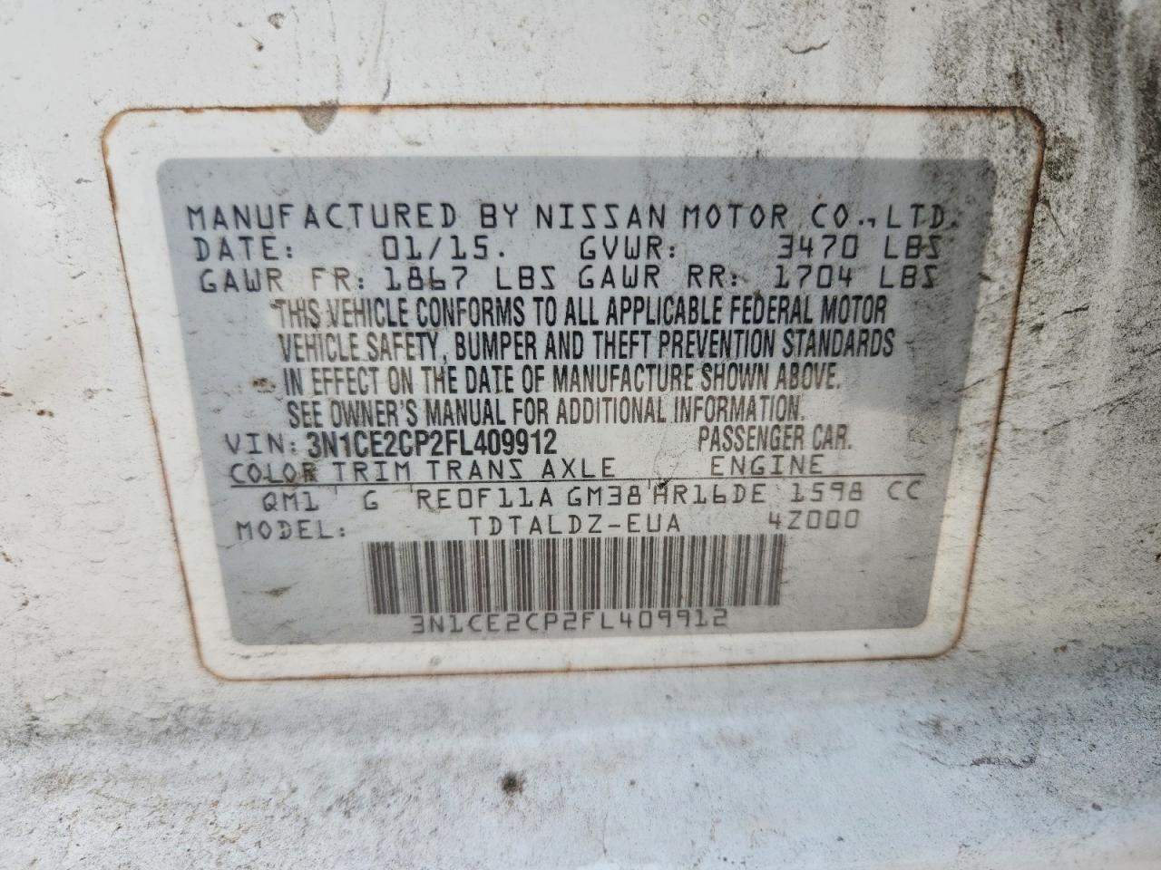 2015 Nissan Versa Note Sv White vin: 3N1CE2CP2FL409912