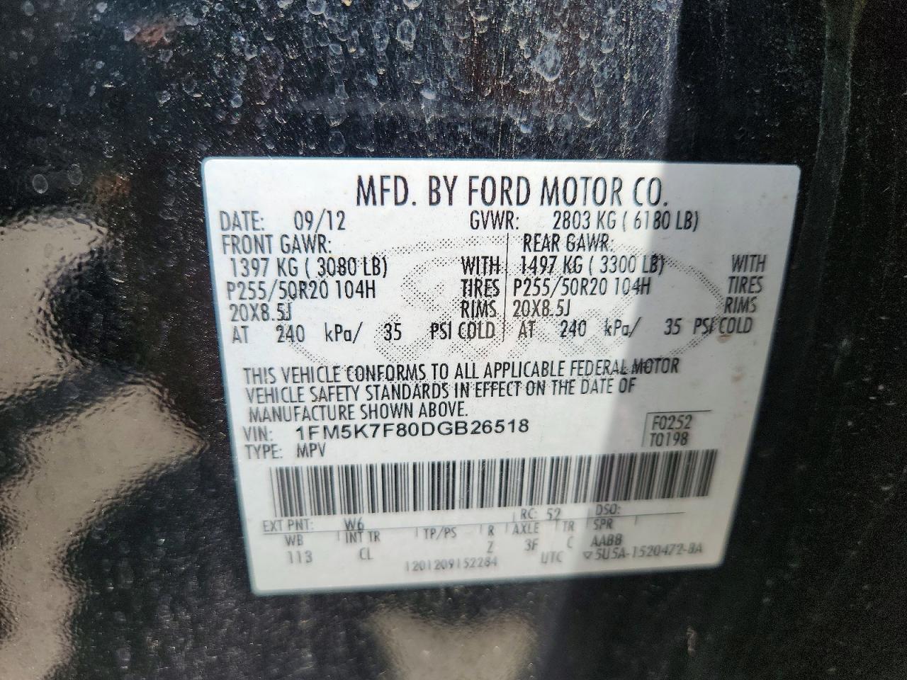 2013 Ford Explorer Limited Green vin: 1FM5K7F80DGB26518