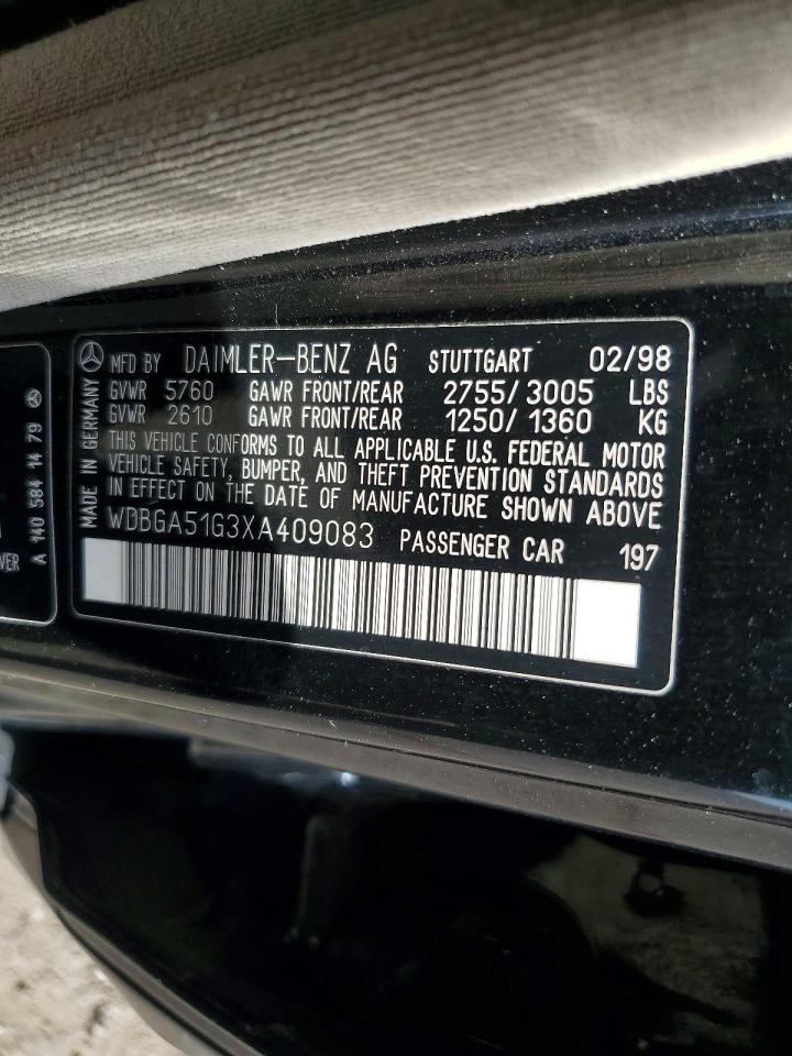 1999 Mercedes-benz S 500 Black vin: WDBGA51G3XA409083