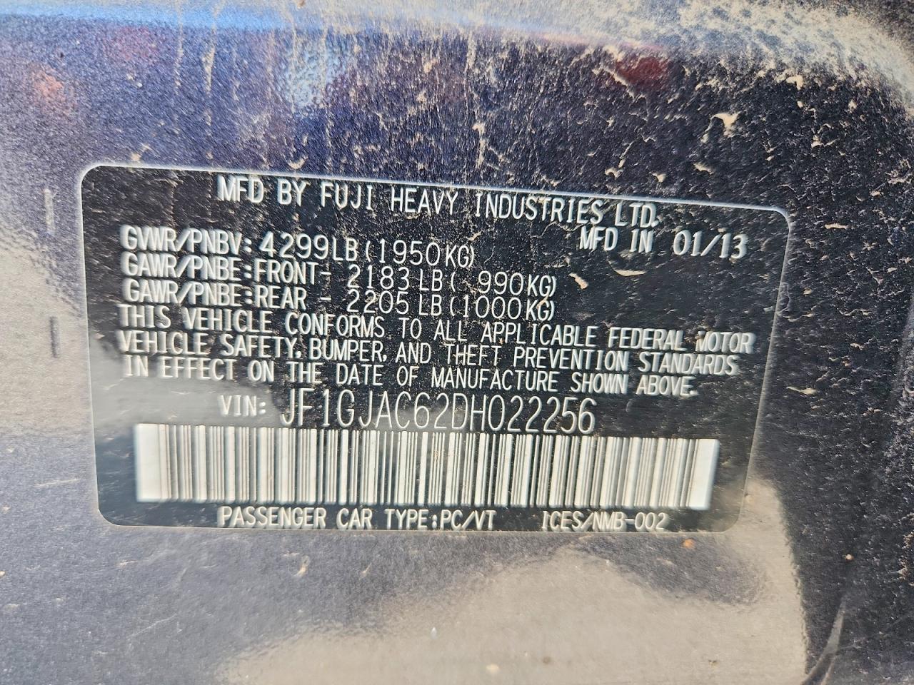 2013 Subaru Impreza Premium Серый vin: JF1GJAC62DH022256