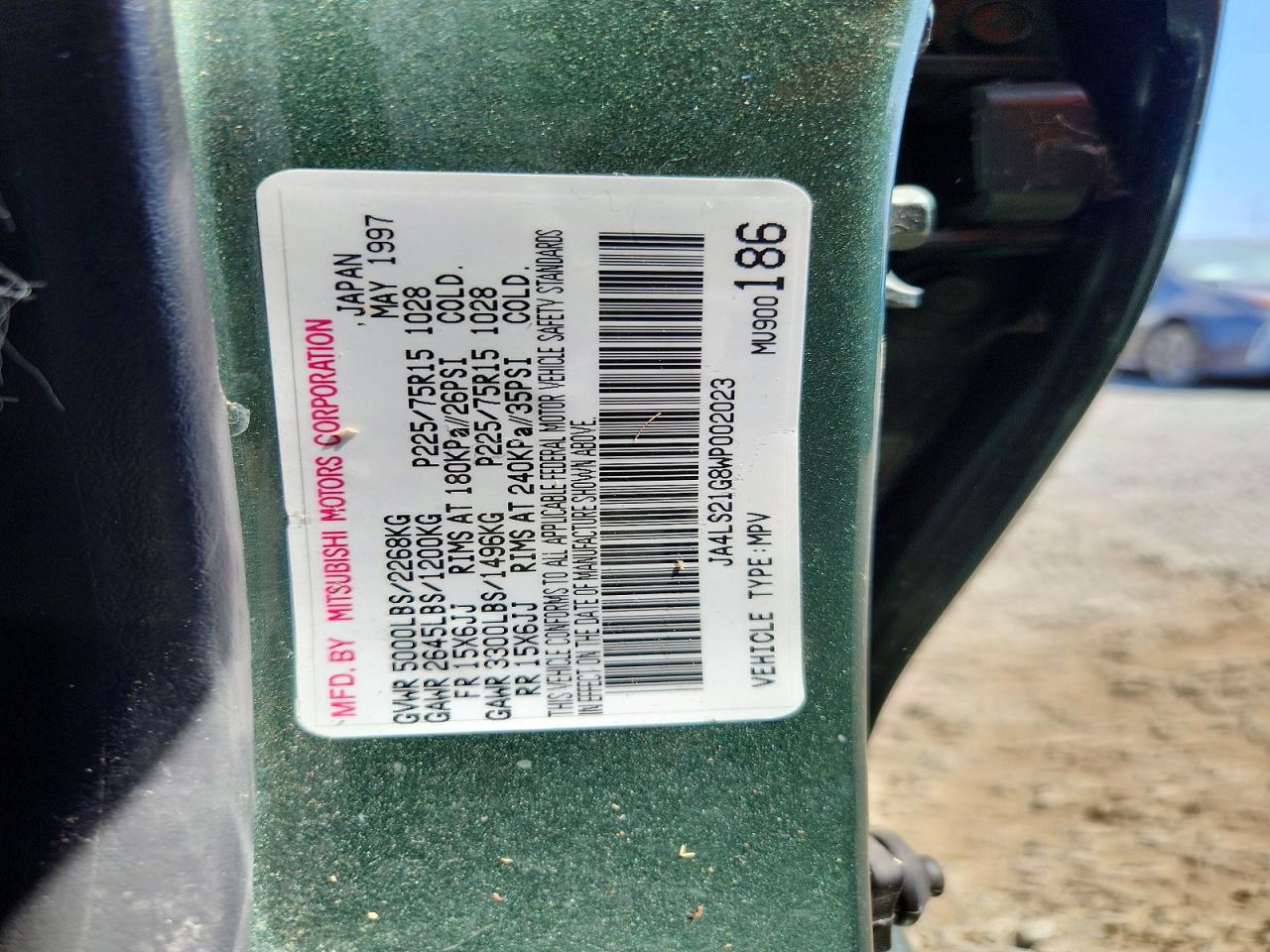 1998 Mitsubishi Montero Sport Es Green vin: JA4LS21G8WP002023
