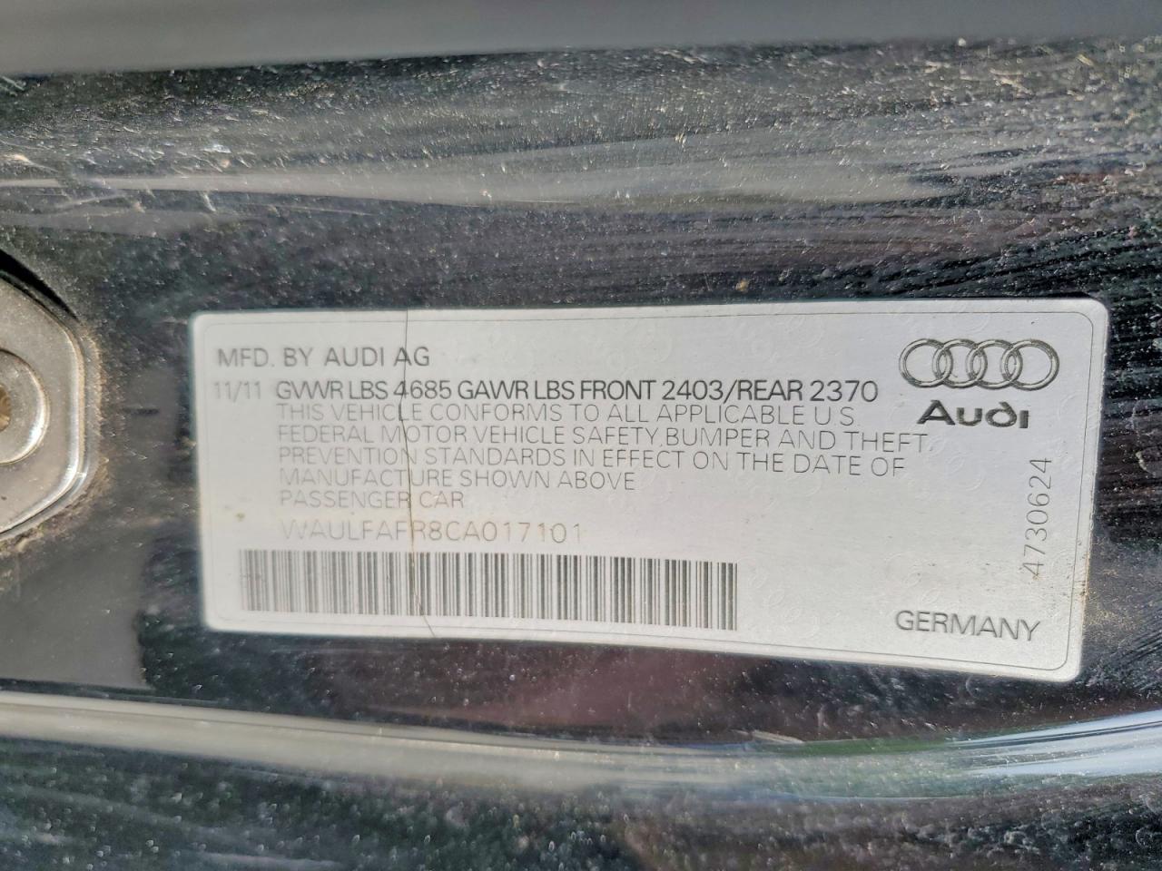 2012 Audi A5 Premium Plus Black vin: WAULFAFR8CA017101
