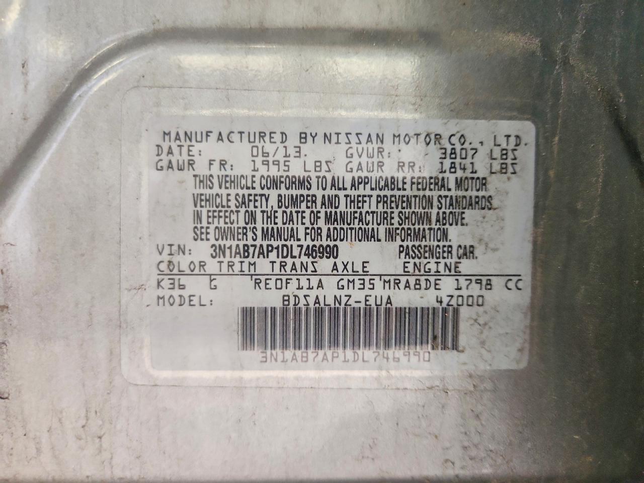 2013 Nissan Sentra S Серый vin: 3N1AB7AP1DL746990
