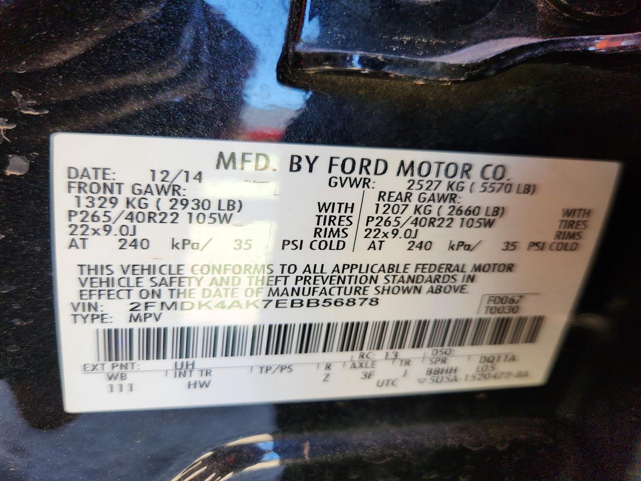2014 Ford Edge Sport Black vin: 2FMDK4AK7EBB56878