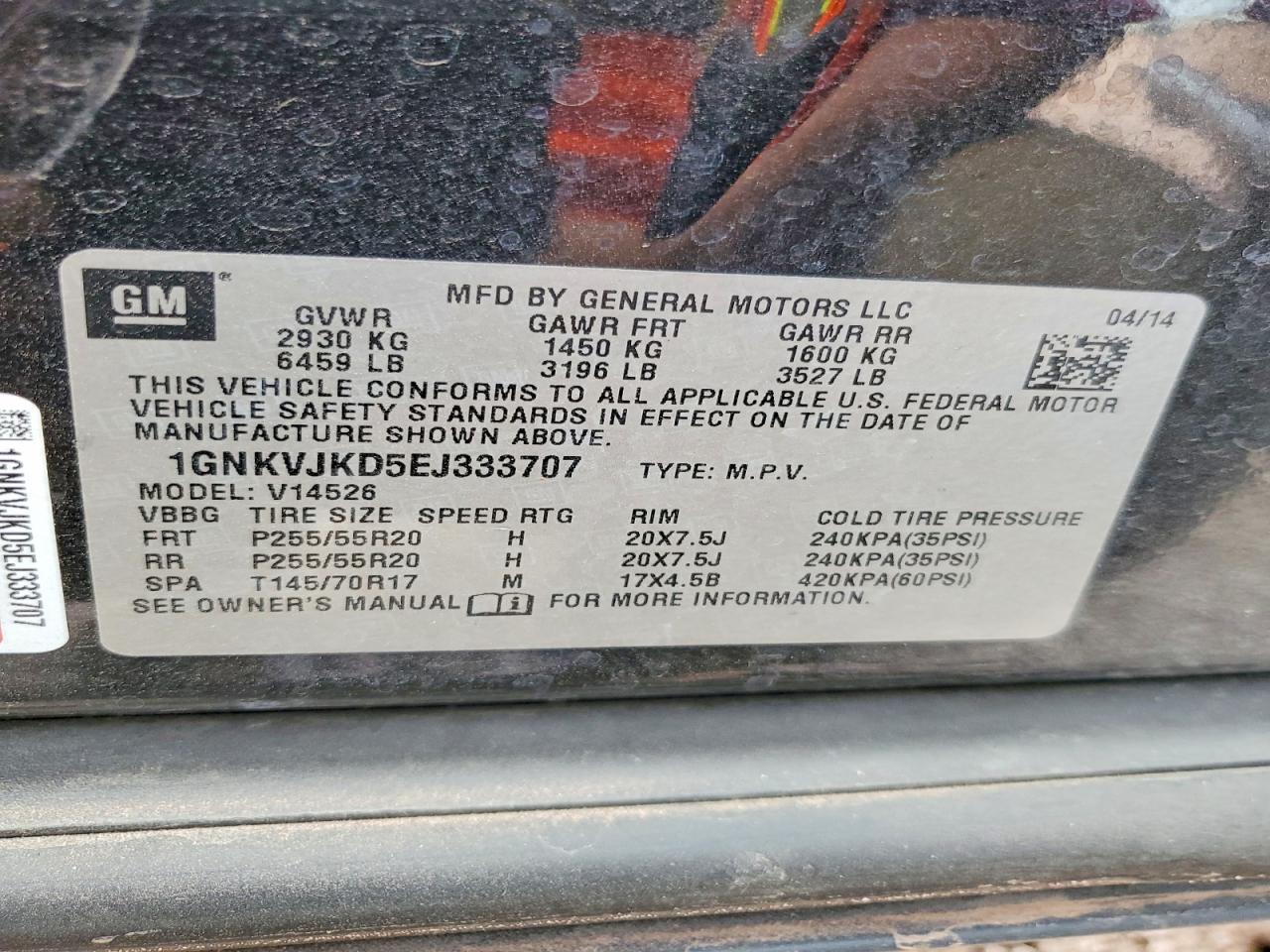 2014 Chevrolet Traverse Ltz Черный vin: 1GNKVJKD5EJ333707