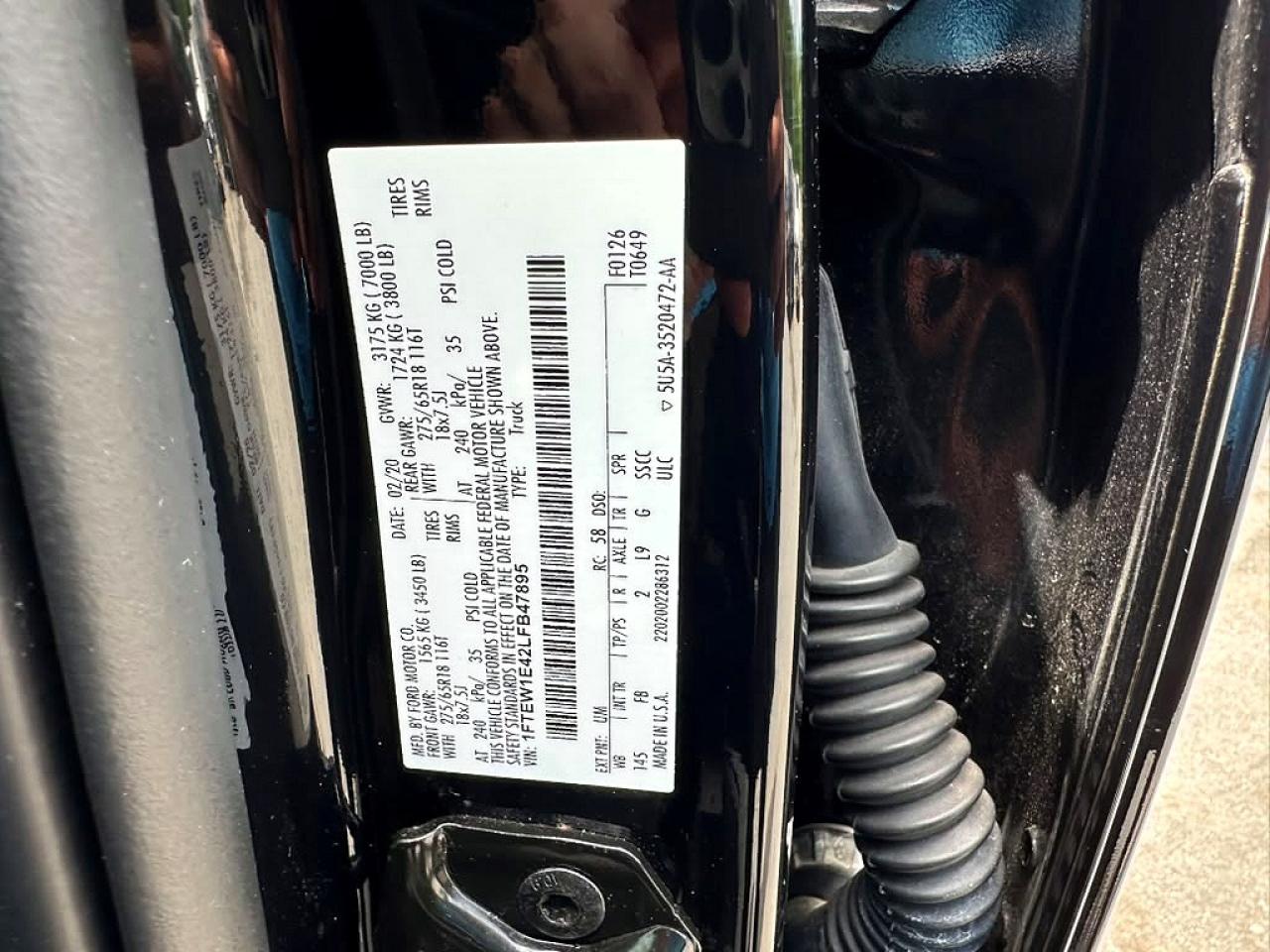 2020 Ford F150 Supercrew Black vin: 1FTEW1E42LFB47895