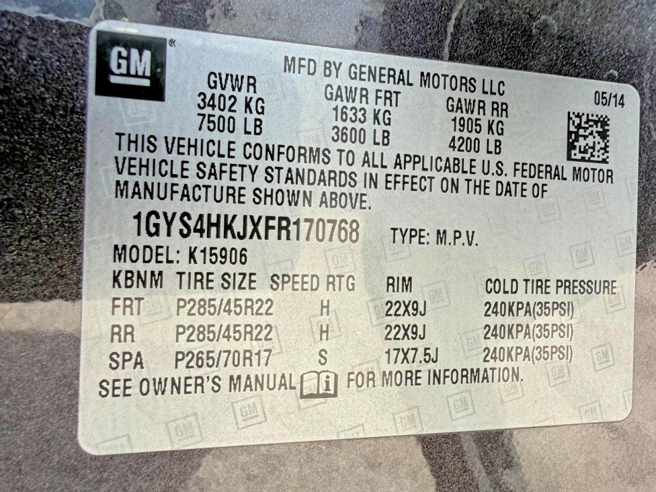 2015 Cadillac Escalade Esv Luxury Gray vin: 1GYS4HKJXFR170768