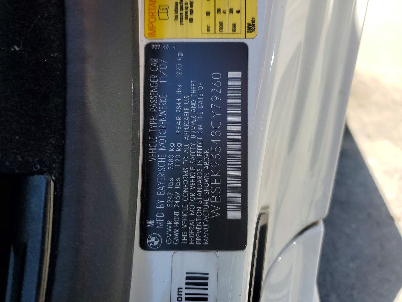 2008 Bmw M6 White vin: WBSEK93548CY79260