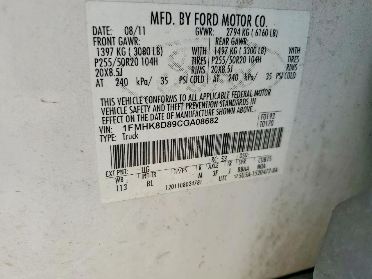 2012 Ford Explorer Xlt White vin: 1FMHK8D89CGA08682