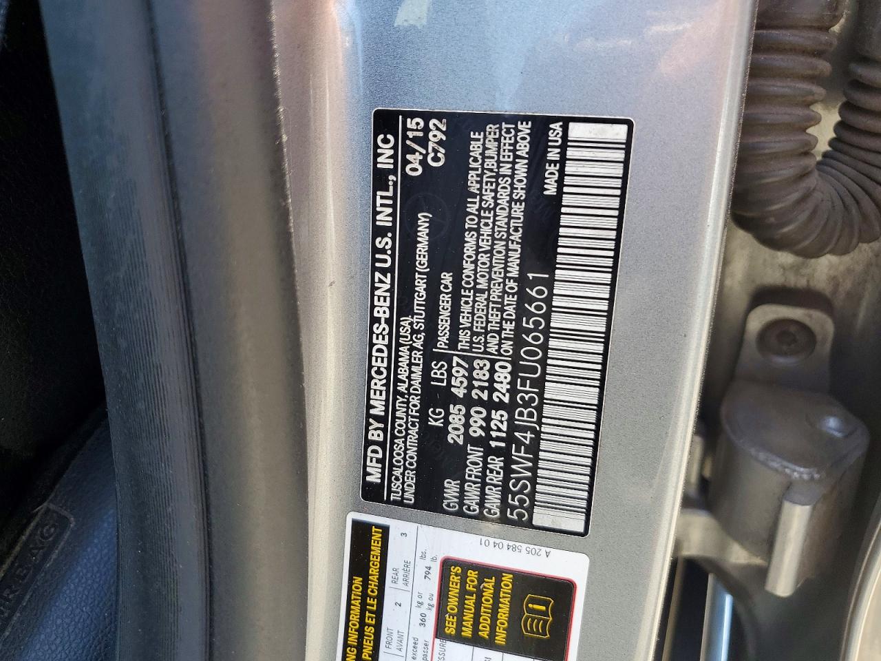 2015 Mercedes-benz C 300 Silver vin: 55SWF4JB3FU065661