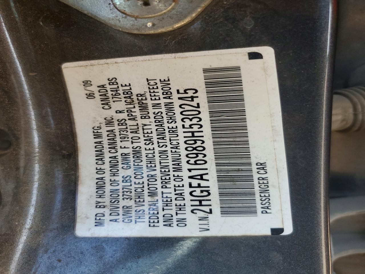 2009 Honda Civic Exl Charcoal vin: 2HGFA16989H530245