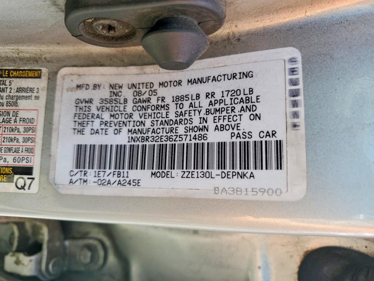 2006 Toyota Corolla Le Серебряный vin: 1NXBR32E36Z571486