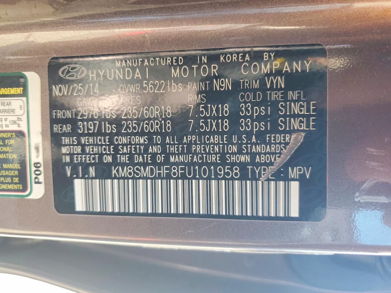 2015 Hyundai Santa Fe Gls Brown vin: KM8SMDHF8FU101958