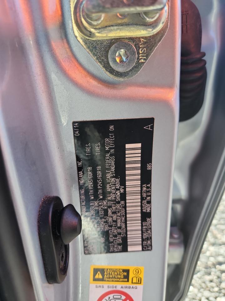 2014 Toyota Highlander Le Silver vin: 5TDZARFH4ES007138