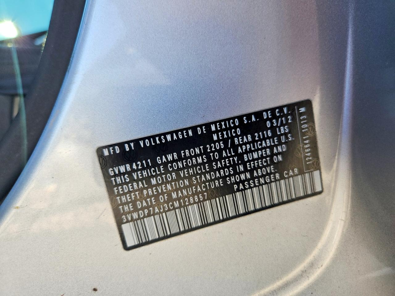 2012 Volkswagen Jetta Se Silver vin: 3VWDP7AJ3CM128857