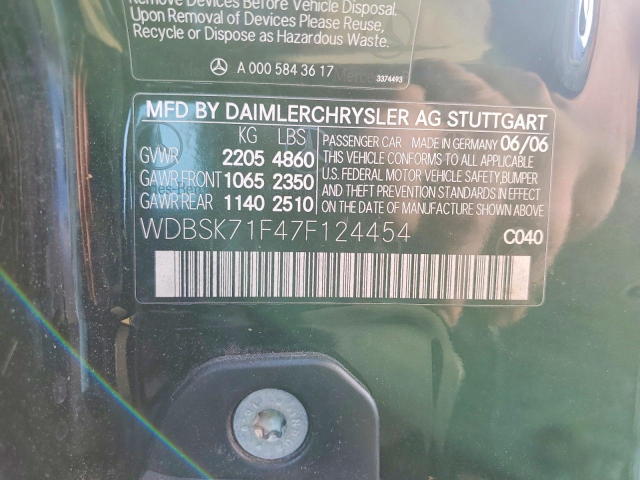 2007 Mercedes-benz Sl 550 Gray vin: WDBSK71F47F124454