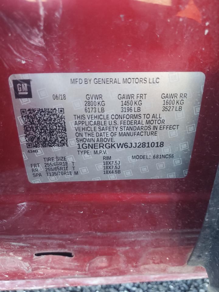 2018 Chevrolet Traverse Lt Красный vin: 1GNERGKW6JJ281018