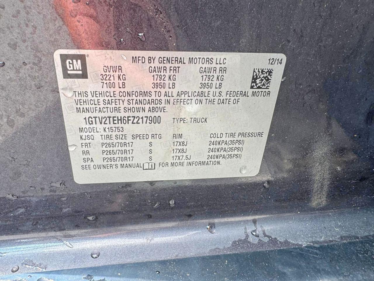 2015 Gmc Sierra K1500 Black vin: 1GTV2TEH6FZ217900