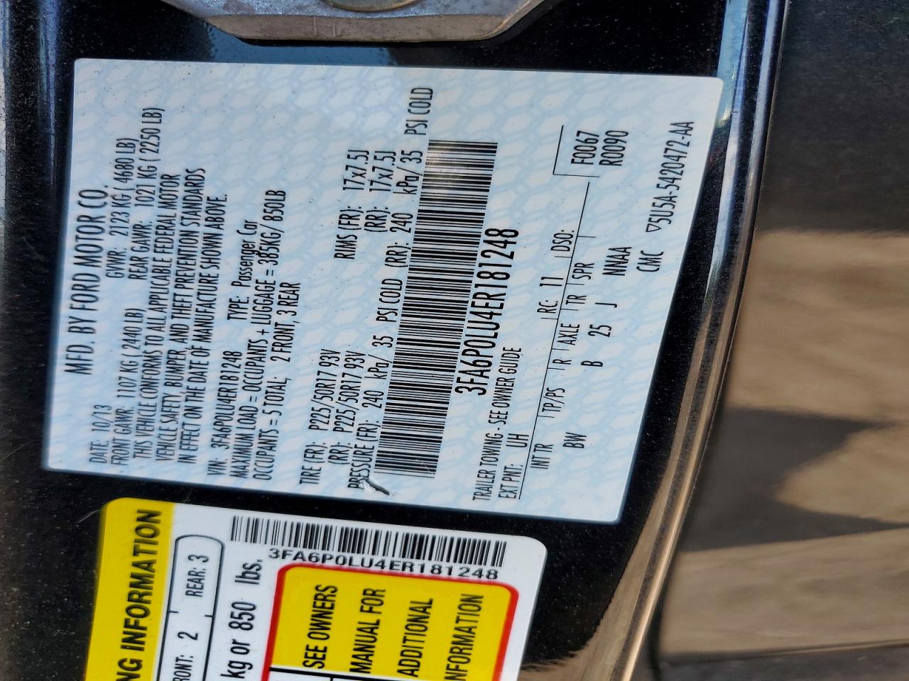 2014 Ford Fusion Se Hybrid Black vin: 3FA6P0LU4ER181248