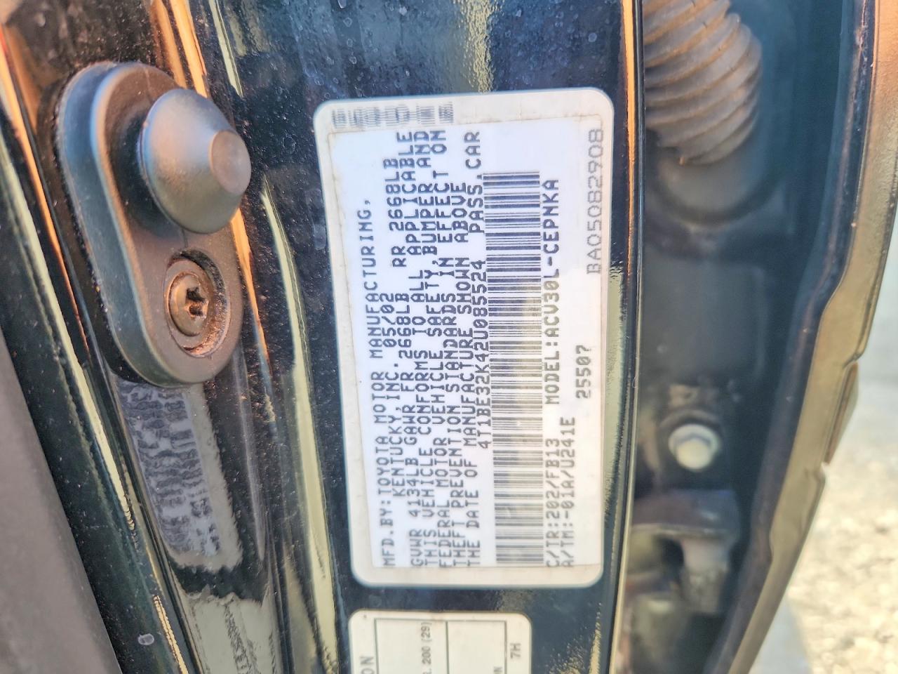 2002 Toyota Camry Le Black vin: 4T1BE32K42U085524