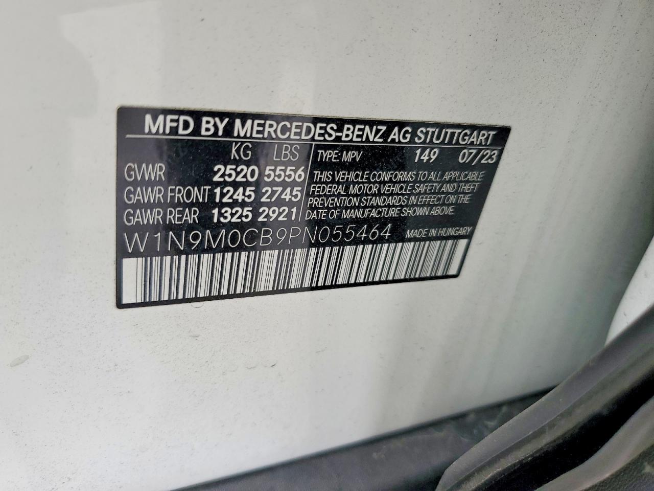 2023 Mercedes-benz Eqb 250+ White vin: W1N9M0CB9PN055464