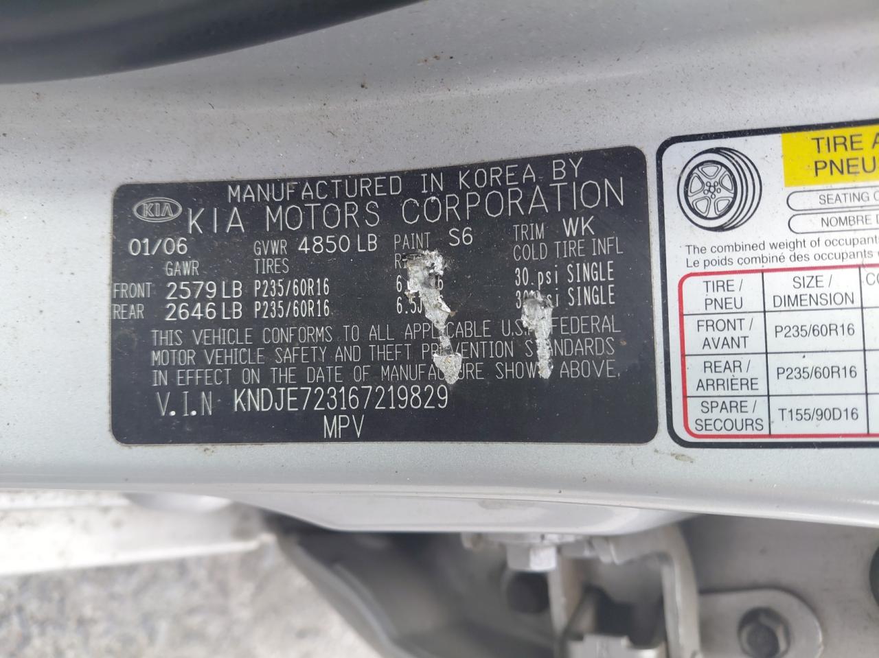 2006 Kia New Sportage Серебряный vin: KNDJE723167219829
