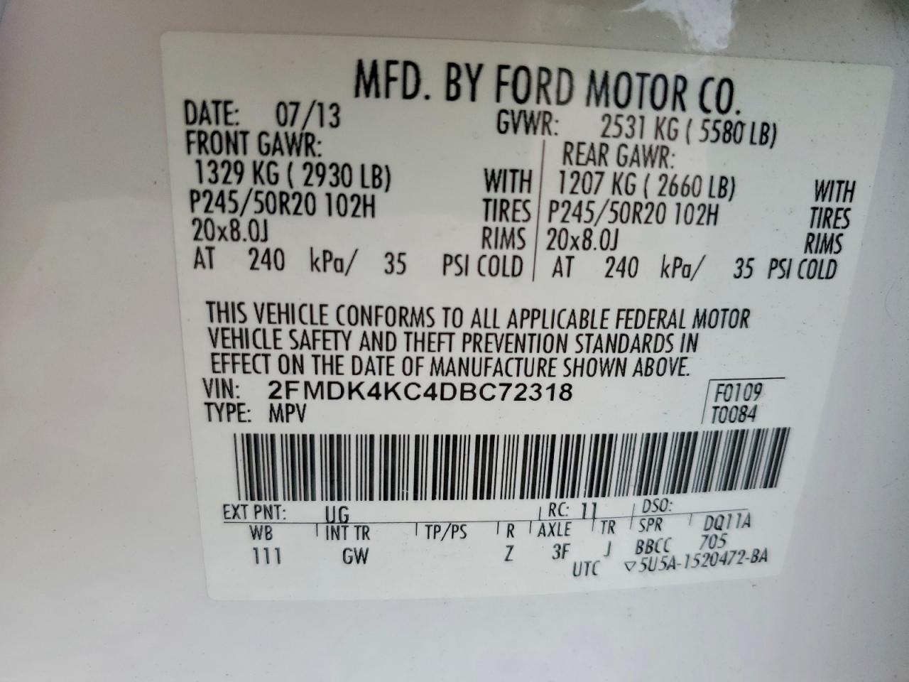 2013 Ford Edge Limited White vin: 2FMDK4KC4DBC72318